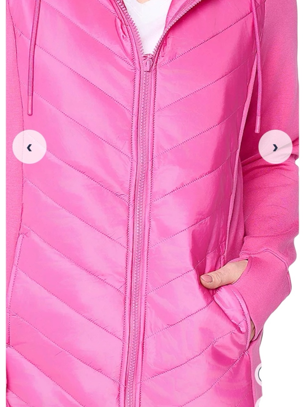 Belle by Kim Gravel Hot Pink Quilted Hooded Puffer Jacket size L ,L415
